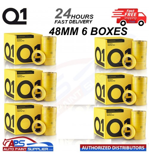 6 X BOXES Q1 PREMIUM MASKING TAPE 48mm x 50mm TOTAL 120 ROLLS - FAST DELIVERY